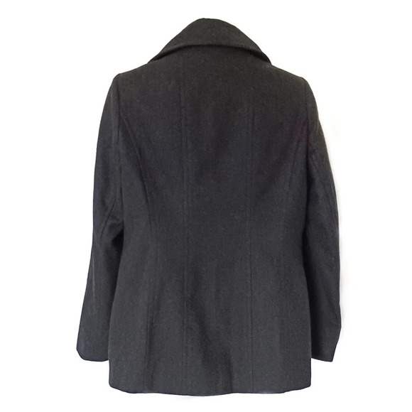 TOWER by London Fog Wool Blend Pea Coat A-Line Neutral Preppy Minimalist Classic - Picture 3 of 6